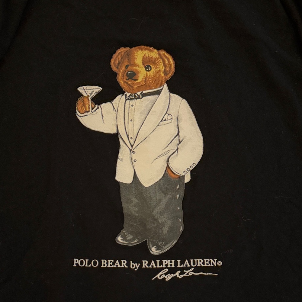 Ralph Lauren Black Tee with Polo Bear Graphic